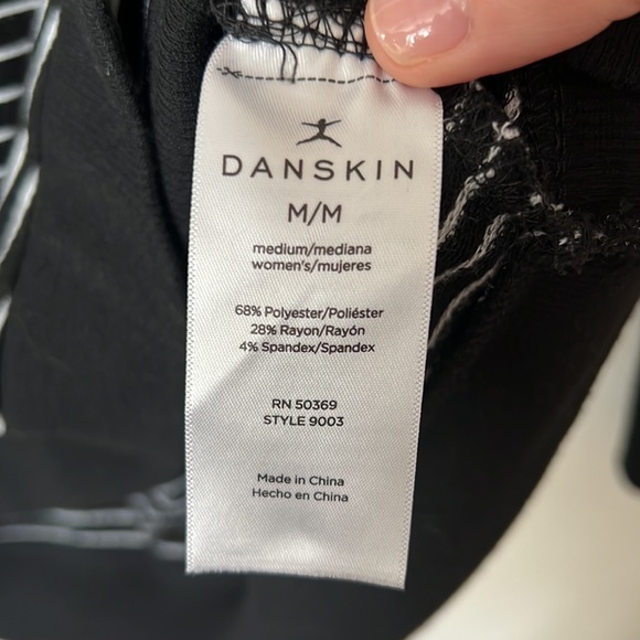 Danskin Black White Striped Tunic Sweater / Sweatshirt size M - Picture 5 of 6